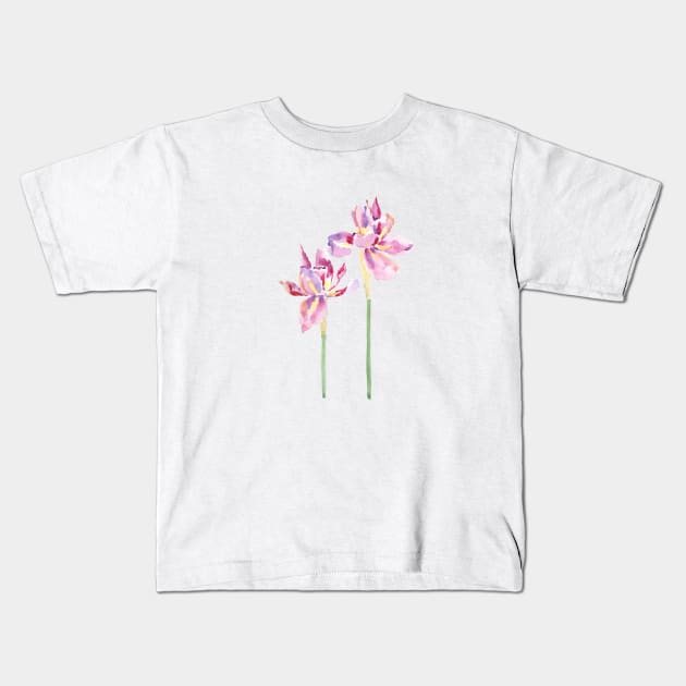 2 pink orchids watercolor Kids T-Shirt by colorandcolor